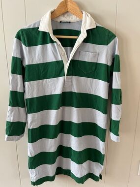 J. Crew Green and Light Blue Striped Rugby Polo Dress/Tunic